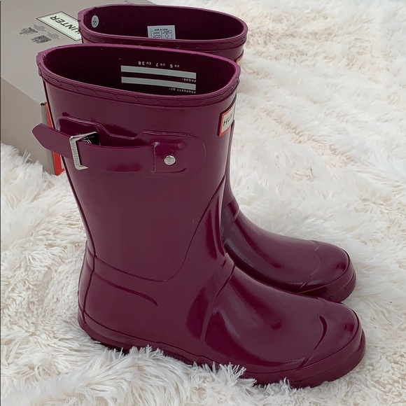 Hunter original short glossy violet rain boots - Picture 3 of 8